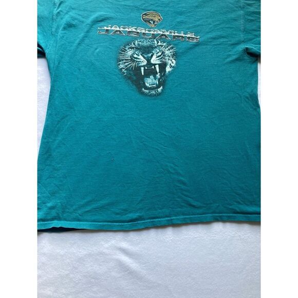 Jacksonville Jaguars NFL Teal Graphic Print Y2K Short Sleeve T Shirt Mens Large - Picture 7 of 12